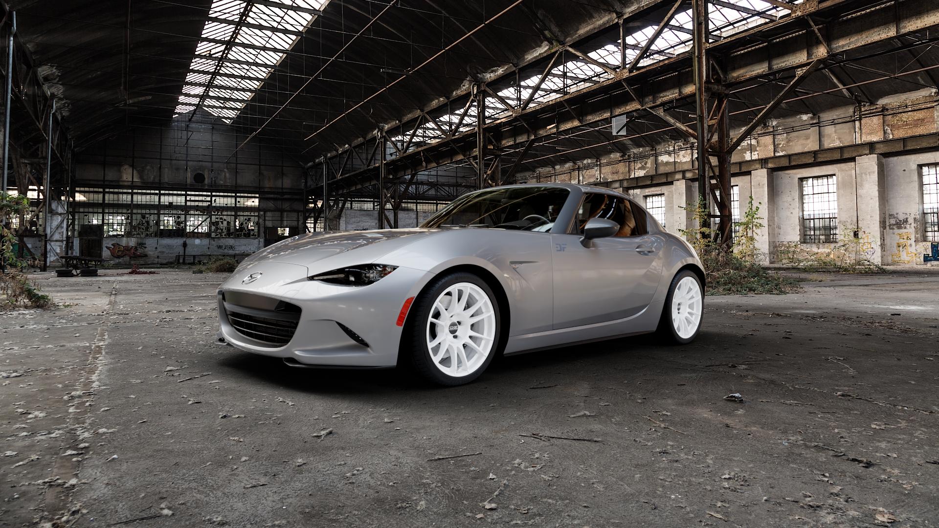 Silver Car, White Wheels - OZ RACING ULTRALEGGERA WHITE - Mazda MX-5